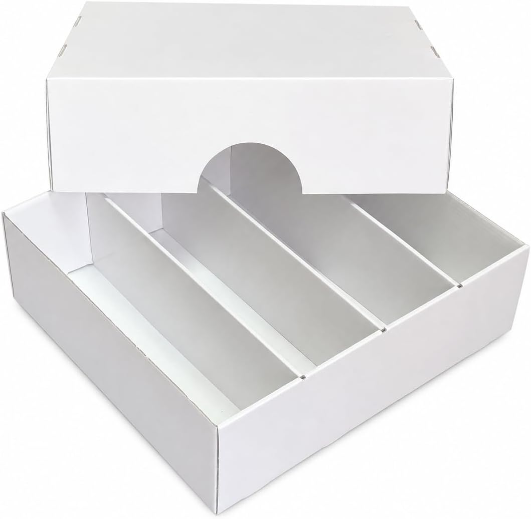 Trading Card Storage Box Holds 3200 Standard Sized Trading Cards, 4 Row Cardboard Card Organizer for TCG, MTG, Sports Cards, Stackable