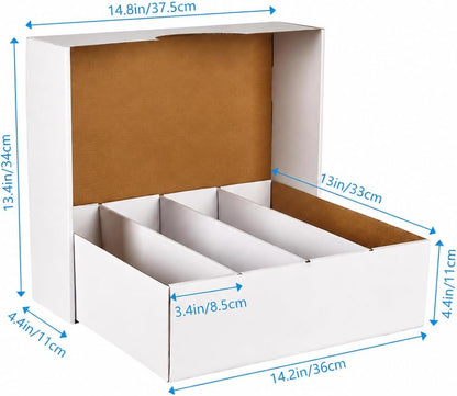 Trading Card Storage Box Holds 3200 Standard Sized Trading Cards, 4 Row Cardboard Card Organizer for TCG, MTG, Sports Cards, Stackable